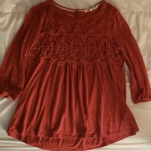 3/4 Sleeve Burgundy Blouse